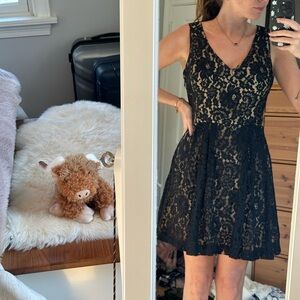 Bebe Black Lace Overlay Dress